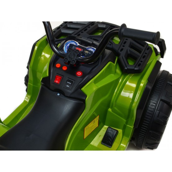 Čtyřkolka Predator-Lux s 2.4G DO, FM, USB, SD, MP3, LED + EVA kola a čalouněná sedačka, ZELENÁ